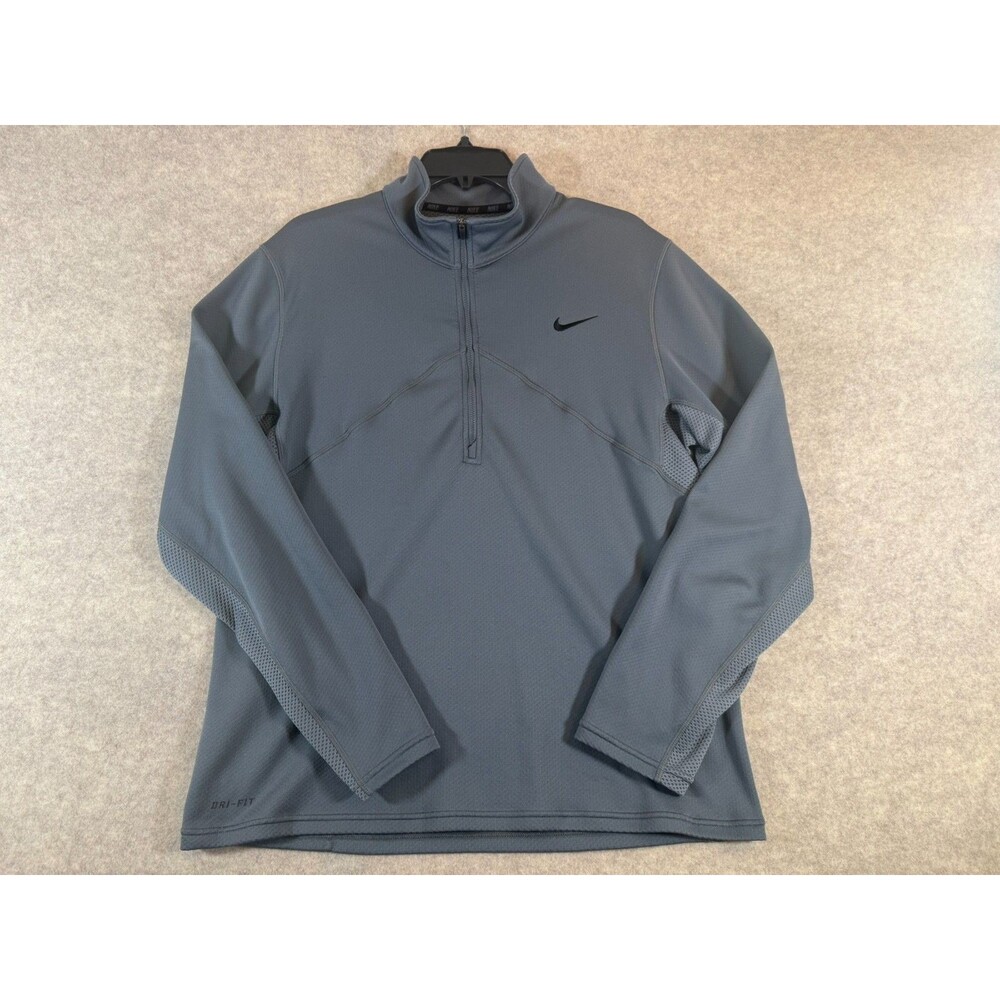 Nike Dri-FIT Quarter Zip Pullover Large‎ Gray Mesh Panels Athletic Top NK01 FLAW
